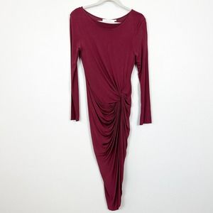 ASTR The Label Janice Twist Front Dress in Wine Women's Large